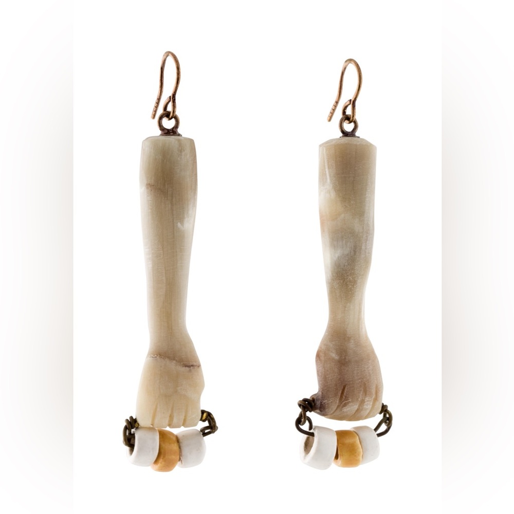 Marni horn and ceramic drop earrings.